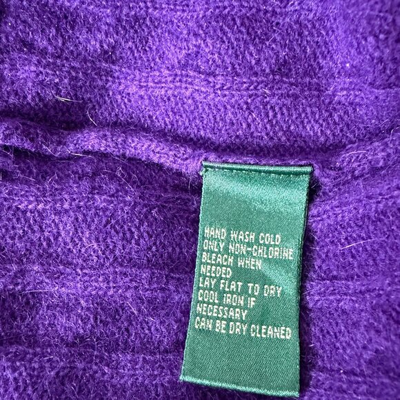 Ralph Lauren Merino Wool Angora Cable Knit Sweater Purple Sz Large - Picture 6 of 6